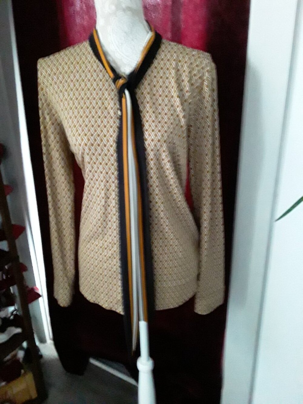 MICHAEL Michael Kors tie neckline gold accent top size L - Picture 6 of 9